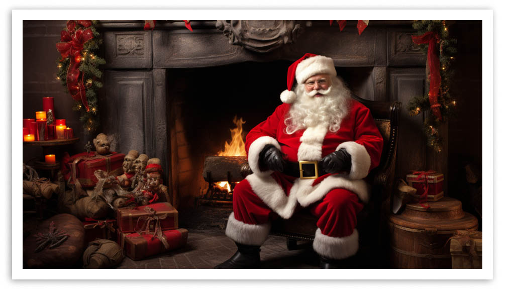 Papa Noel près de la cheminée